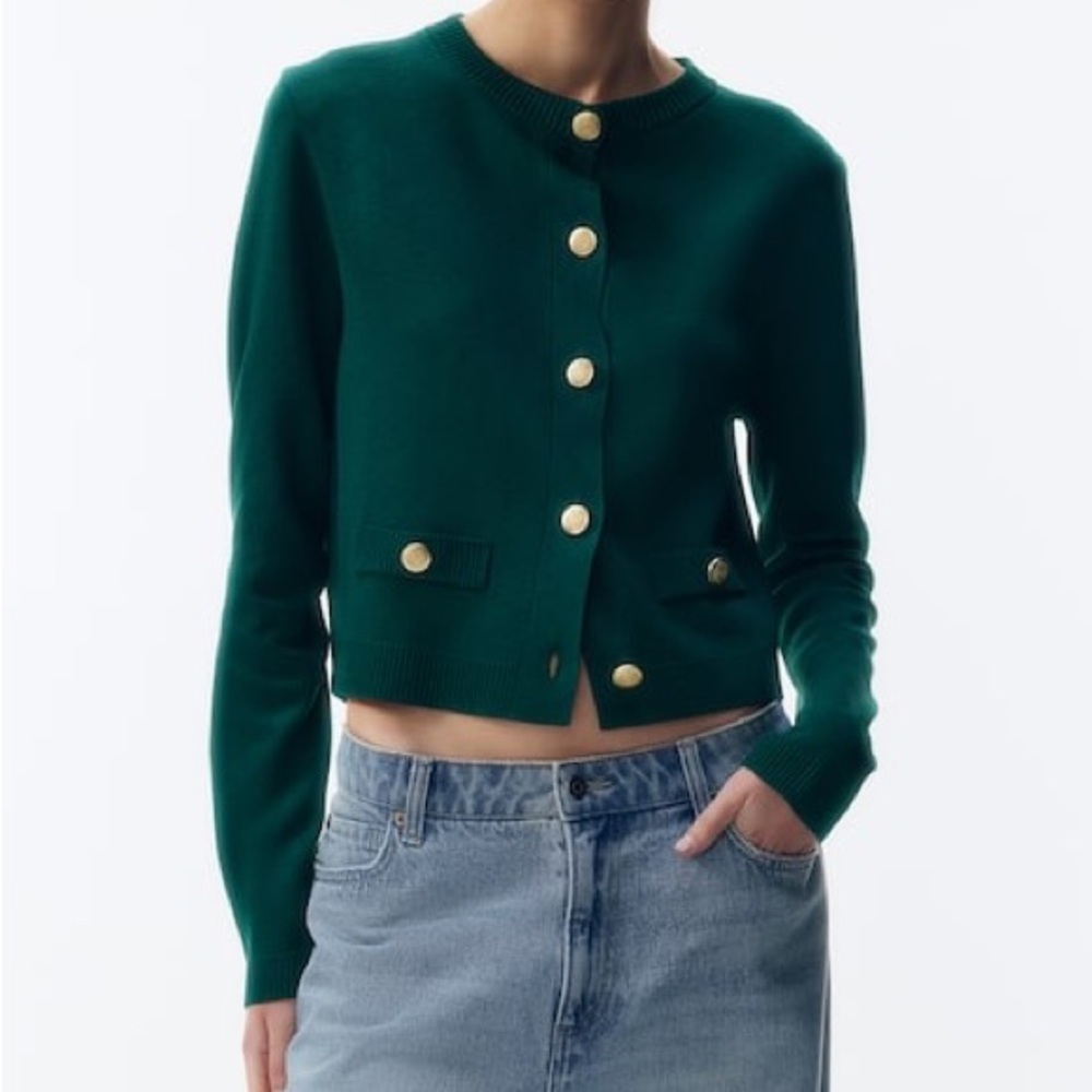 Green Button-Up Women's Sweater